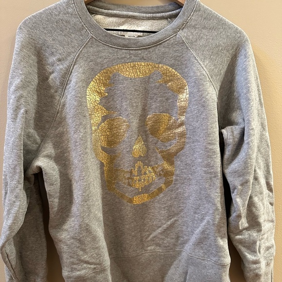 Zadig & Voltaire Tops - Zadig & Voltaire Upper Skull Metallic Gold Crewneck Sweatshirt XS